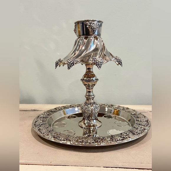 VINTAGE KARSHI JUDAICA SILVER PLATE KIDDUSH WINE FOUNTAIN - Picture 3 of 13